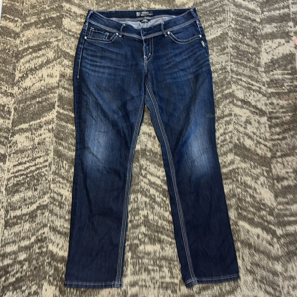 Silver Suki Straight Blue Jeans Denim Womens 34 x 30